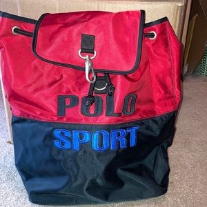 Polo sport backpack red black and blue 17”x15”